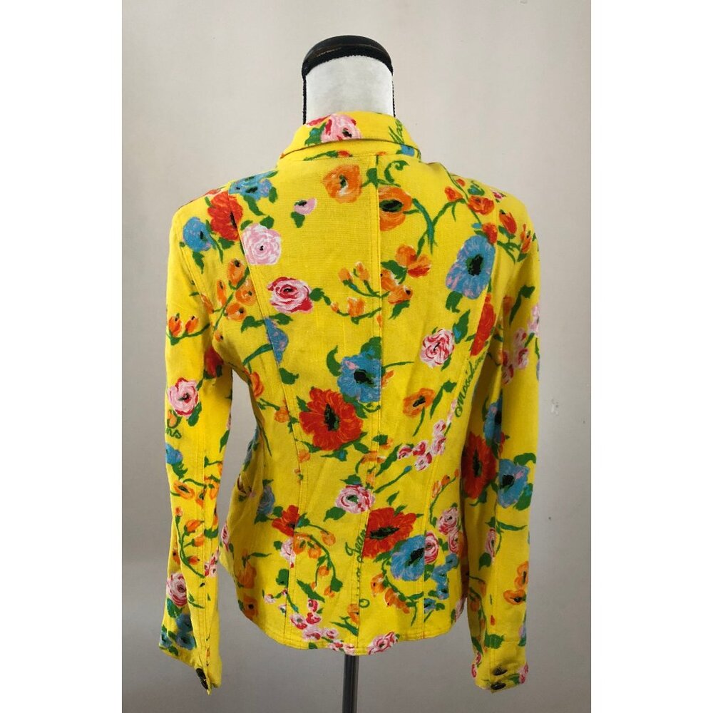 Moschino vintage 1990s colorful yellow floral rose print jacket - Picture 9 of 11